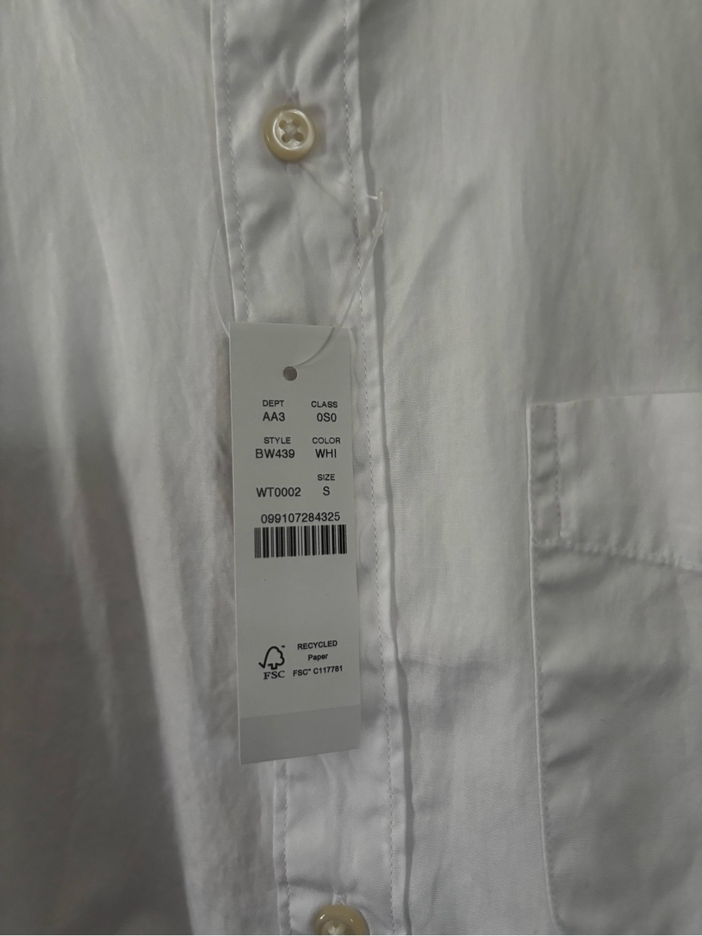 J. Crew Secret Wash Cotton Poplin White Button-Down Shirt - Picture 6 of 7